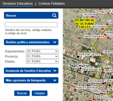 SIGMED Mapa de Colegios Públicos y Privados